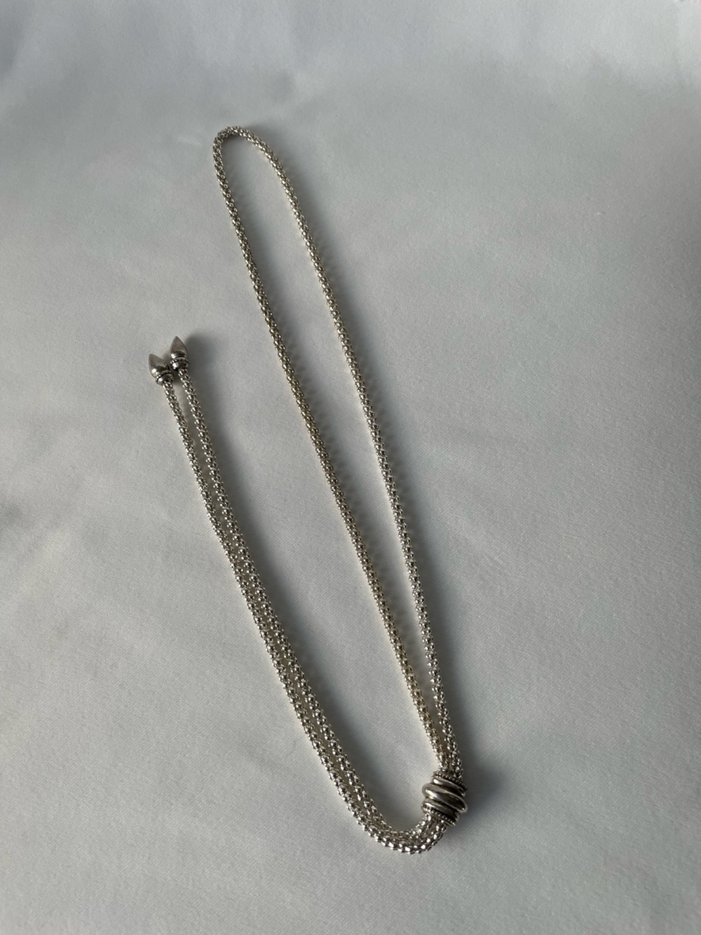 Lariat Popcorn Necklace Silver Y Pendulum Chain Boho Retro layering bolo
